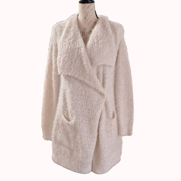 PJ Salvage Womens Fuzzy Cardigan Medium Soft Oversized Elevated Cozy Loungewear - Picture 7 of 9